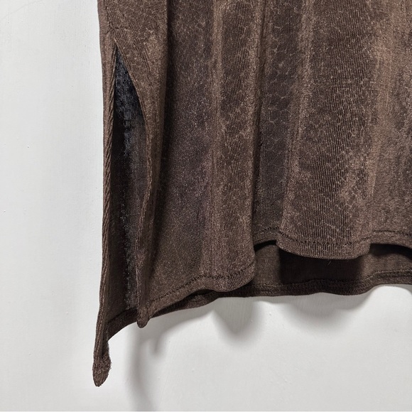 Vintage 90s Rabbit Rabbit Rabbit Designs Brown Snake Print Stretch Shirt Size 16 - Picture 9 of 16